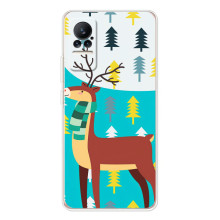 Силиконовый бампер с картинкой животных для Xiaomi Civi 1S (Олень с шарфом)