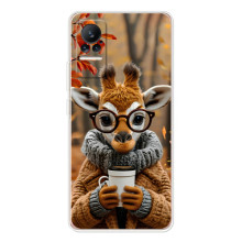 Печатный чехол «Зверята с кофе» для Xiaomi Civi 1S – Жираф с кофе