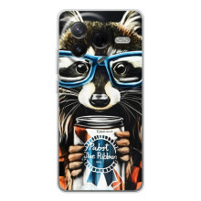 Чехол с принтом для Сиви 4Про - (Прикольные) (AlphaPrint) (Енот с банкой)