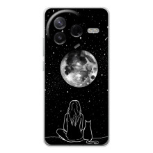 Чехол с рисунком кот на Xiaomi Civi 4Pro (Девушка с котом)