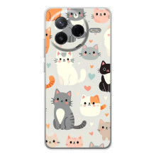 Чехол с рисунком кот на Xiaomi Civi 4Pro (Коллаж котов)