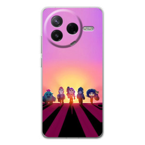 Силиконовый Чехол на Xiaomi Civi 4Pro с картинкой Brawl Stars (Персонажи в закате)