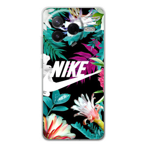 Силиконовый Чехол на Xiaomi Civi 4Pro с картинкой Nike (Цветочный Nike)