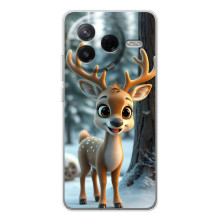 Яркий чехол для Xiaomi Civi 4Pro с Зимними Оленятами – Оленёнок в лесу