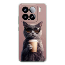 Чехол с принтом стильные животные для Сиви 5Про (Кот с кофе)