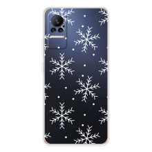 Зимние Чехлы для Сиви - прозрачный фон – Белые снежинки