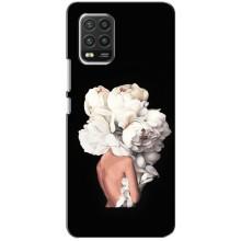 Чехлы (ART) Цветы на Xiaomi Mi 10 Lite (VPrint) (Белые цветы)