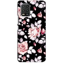 Чехлы с Цветами для Xiaomi Mi 10 Lite (VPrint) (Цветочки на черном)