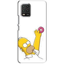 Чехол с Симпсонами для Xiaomi Mi 10 Lite (VPrint) (Гомер с пончиком)