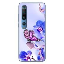 Чехлы с Цветами для Xiaomi Mi 10 Pro (VPrint) (Бабочка на цветочке)