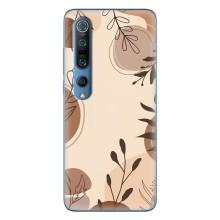 Чохол з квітковим принтом на Сяомі Мі 10 Про – Коричневі квіти