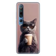Чехол с принтом стильные животные для Ксяоми Ми 10 Про – Кот с кофе