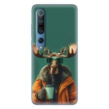 Чехол с принтом стильные животные для Ксяоми Ми 10 Про – Лось с кофе