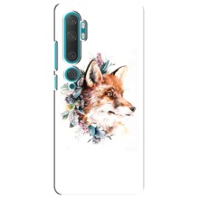 Чехлы с картинкой Лисички для Xiaomi Mi 10 (VPrint) (Лисичка в цветочках)
