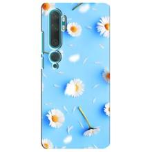 Чохол з Квітами для Xiaomi Mi 10 (ромашки на блакитному)