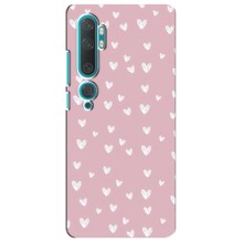 Чехол с розовым рисунком для Xiaomi Mi 10 (Сердечки на розовом)