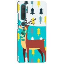 Силиконовый бампер с картинкой животных для Xiaomi Mi 10 (Олень с шарфом)