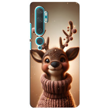 Яркий чехол для Xiaomi Mi 10 с Зимними Оленятами – Олень в свитере