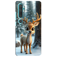 Яркий чехол для Xiaomi Mi 10 с Зимними Оленятами – Оленёнок в лесу