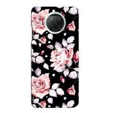 Чехлы с Цветами для Xiaomi Mi 10i (VPrint) (Цветочки на черном)