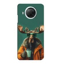 Чохол з принтом стильні тварини для Мі 10і – Лось з кавою