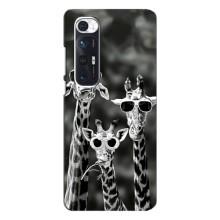 Силиконовый чехол с КАРТИНКАМИ лето для Xiaomi Mi 10s (AlphaPrint) (Жирафы в очках)
