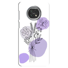 Силиконовый чехол с принтом в цветах на Xiaomi Mi 10t Lite (Фиолетовый букет)