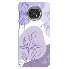 Силиконовый чехол с принтом в цветах на Xiaomi Mi 10t Lite (Фиолетовый дизайн)
