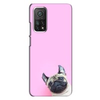 Бампер для Xiaomi Mi 10T Pro с картинкой "Песики" – Собака на розовом