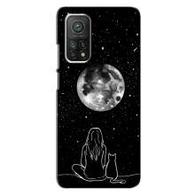 Чехол с рисунком кот на Xiaomi Mi 10T Pro (Девушка с котом)