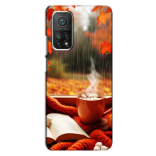 Чехол с уникальным дизайном «Осень с кофе» для Xiaomi Mi 10T Pro – Кофе и дождь