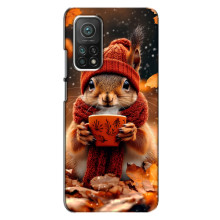 Друкований чохол 'Звірята з кавою' для Xiaomi Mi 10T Pro – Білка з кавою