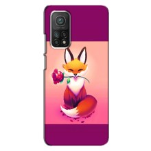 Чехлы с картинкой Лисички для Xiaomi Mi 10T (VPrint) (Лисичка с розочкой)
