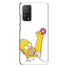 Чехол с Симпсонами для Xiaomi Mi 10T (VPrint) (Гомер с пончиком)