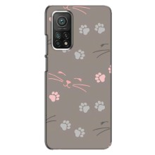 Чехол с рисунком кот на Xiaomi Mi 10T (Лапы и усы)