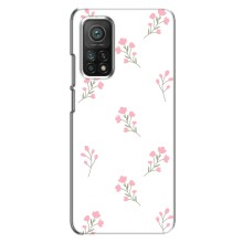 Чехол с розовым рисунком для Xiaomi Mi 10T (Розовые цветы)
