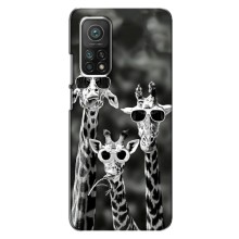 Силиконовый чехол с КАРТИНКАМИ лето для Xiaomi Mi 10T (AlphaPrint) (Жирафы в очках)