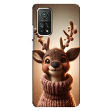 Яркий чехол для Xiaomi Mi 10T с Зимними Оленятами – Олень в свитере