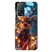 Яркий чехол для Xiaomi Mi 10T с Зимними Оленятами – Олень в шарфе