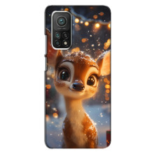 Яркий чехол для Xiaomi Mi 10T с Зимними Оленятами – Оленёнок среди гирлянд