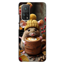 Друкований чохол 'Звірята з кавою' для Xiaomi Mi 10T – Мишка з кавою