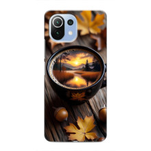 Чехол с уникальным дизайном «Осень с кофе» для Xiaomi Mi 11 Lite – Тёмный кофе