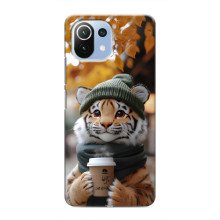 Печатный чехол «Зверята с кофе» для Xiaomi Mi 11 Lite – Тигр с кофе