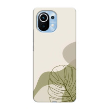 Силконовий чохол з принтом в квітах на Xiaomi Mi 11 – Монстера зелена