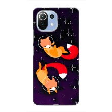 Чехлы с картинкой Лисички для Xiaomi Mi 11i (VPrint) (Лисички космонавты)