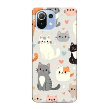 Чехол с рисунком кот на Xiaomi Mi 11i (Коллаж котов)