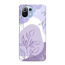 Силиконовый чехол с принтом в цветах на Xiaomi Mi 11i – Фиолетовый дизайн
