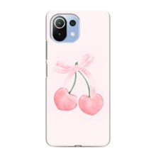 Чехол с розовым рисунком для Xiaomi Mi 11i (Розовые вишни)