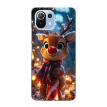 Яркий чехол для Xiaomi Mi 11i с Зимними Оленятами – Олень в шарфе