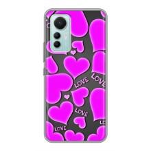 Чехлы для любимой на Сяоми 12 Лайт (VPrint) (Pink hearts)